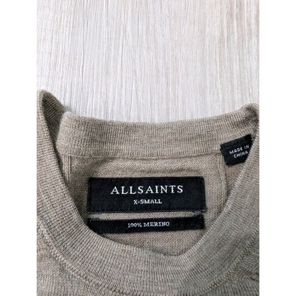 All Saints men's Mode 100% Merino Wool Crew neck Sweater Gray Size XS - Picture 6 of 11